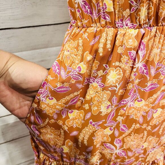 J Crew Tiered Maxi Dress Painted Block Print Size XXS Sleeveless New Floral - Picture 9 of 13